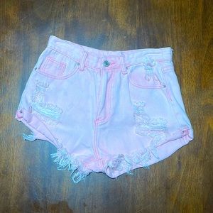 Pink denim shorts